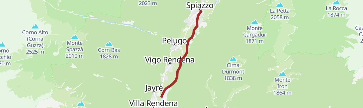 Route map: Fiume Sarca Tione-Pinzolo da confluenza Sarca Val Genova a confluenza Arnò B